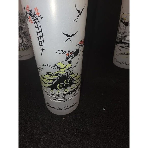 Vintage Libbey Frosted Glasses Set of 6 - Southern Hospitality Plantation Scenes - Picture 9 of 16